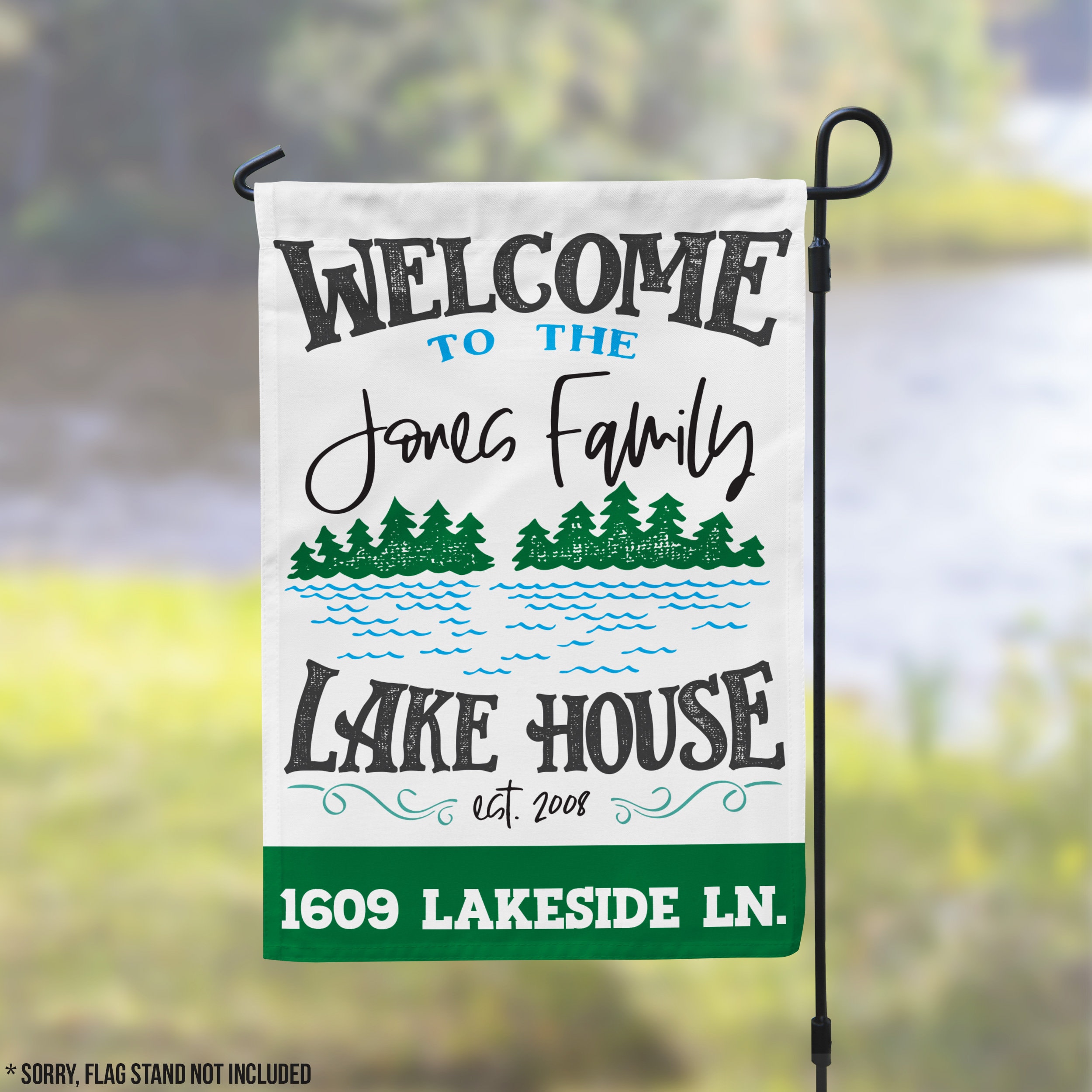 Perfectinsoy Gartenflagge „Welcome To Our Lake House“ – Blau, Holzoptik, 30,5 X 45,7 Cm, Doppelseitig, Polyester