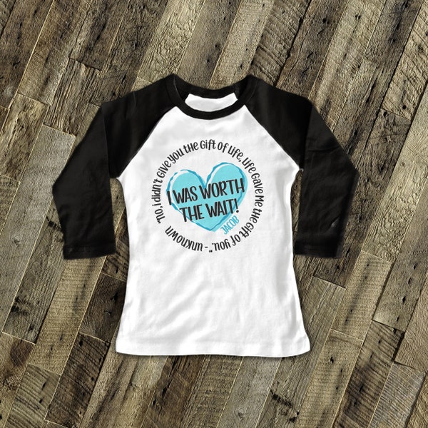 Boy adoption shirt | I was worth the wait raglan shirt | blue heart adoption quote personalized shirt MADT1-003Rboy