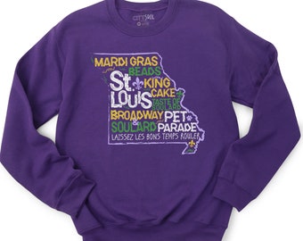 mardi gras st. louis sweatshirt | mardi gras taste of soulard unisex adult sweatshirt | custom missouri state design retro sweatshirt