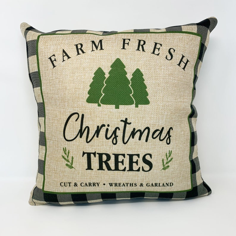 Christmas Pillow Farm Fresh Christmas Tree Pillowcase Pillow Etsy
