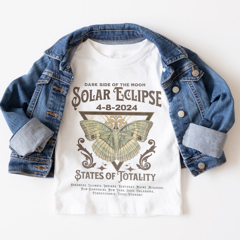 total solar eclipse cute toddler girls t-shirt totality retro boho style natural colored tee kids infant toddler cool eclipse tshirts school image 3