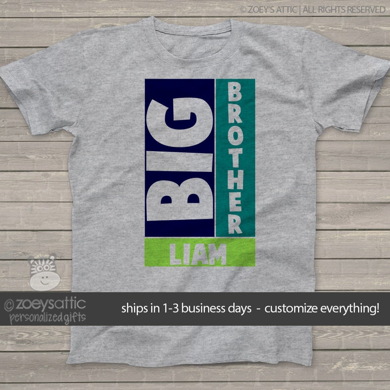 Big Brother Shirtpersonalized Block Big Brother Tshirt Etsy