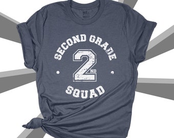 Second grade squad, first grade squad, any grade teacher team shirt personalized for teachers dark team shirts- teacher squad 22MSCL2-029-D