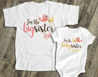 big sister shirt, baby sister shirt - adorable I'm the big/baby sister matching sibling set for any big/little combination MAB-013-Set