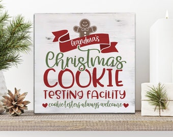 christmas sign white wash or gray wash wood sign christmas cookie testing facility holiday kitchen decor wood fir sign grandma nana gift