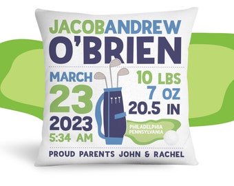 Birth announcement pillow new baby gift custom golf throw pillow BP-104