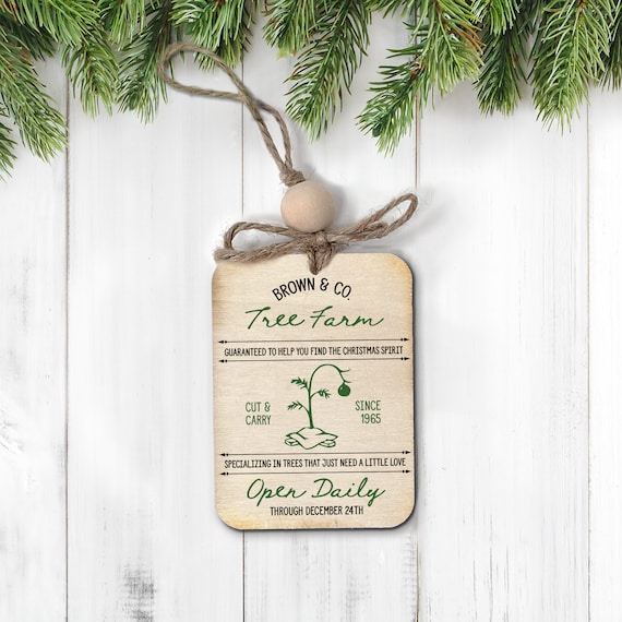 brown & co. tree farm rustic wood ornament find the christmas spirit holiday tree ornament non-personalized wood ornament gift MWO22-056