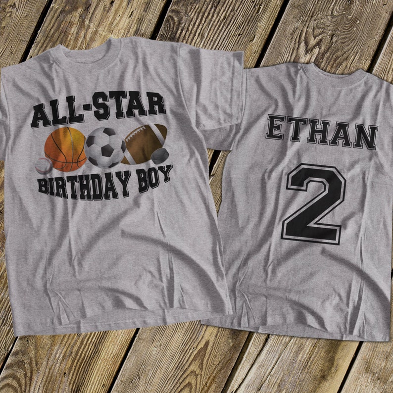 Sports birthday boy shirt soccer baseball football | Etsy