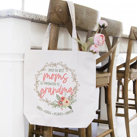 grandma tote bag | mother's day present | only the best moms get promoted to grandma or nana tote bag | gift bag grandma 22md-096b