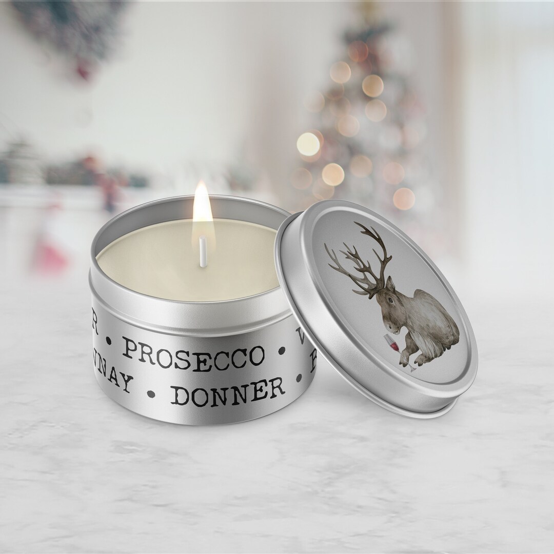 Christmas reindeer wine drinking funny soy blend wax candle