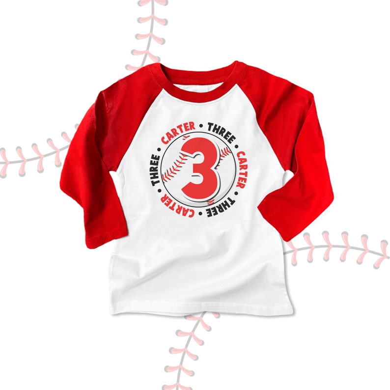 birthday boy t shirt baseball birthday party personalized birthday shirt raglan shirt 22BD-076-R image 1