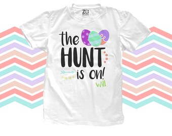 Easter shirt | Easter egg hunt kids Tshirt | the hunt is on Easter shirt 22SNLE-047