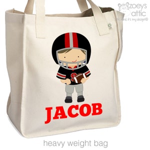 Football bag boy football player personalized tote bag choose value or heavyweight tote image 2