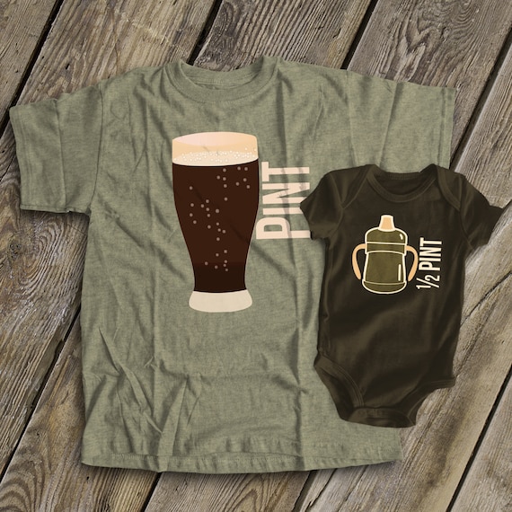 Pint /& Half Pint Baby Bodysuit /& Mens Shirt Matching Set Father /& Child Outfit