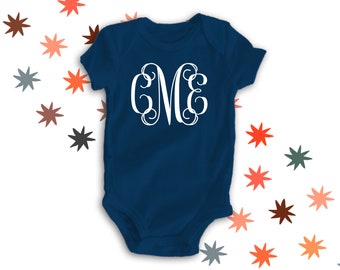 simple monogram bodysuit - not embroidered - soft printed monogram - MMON-008