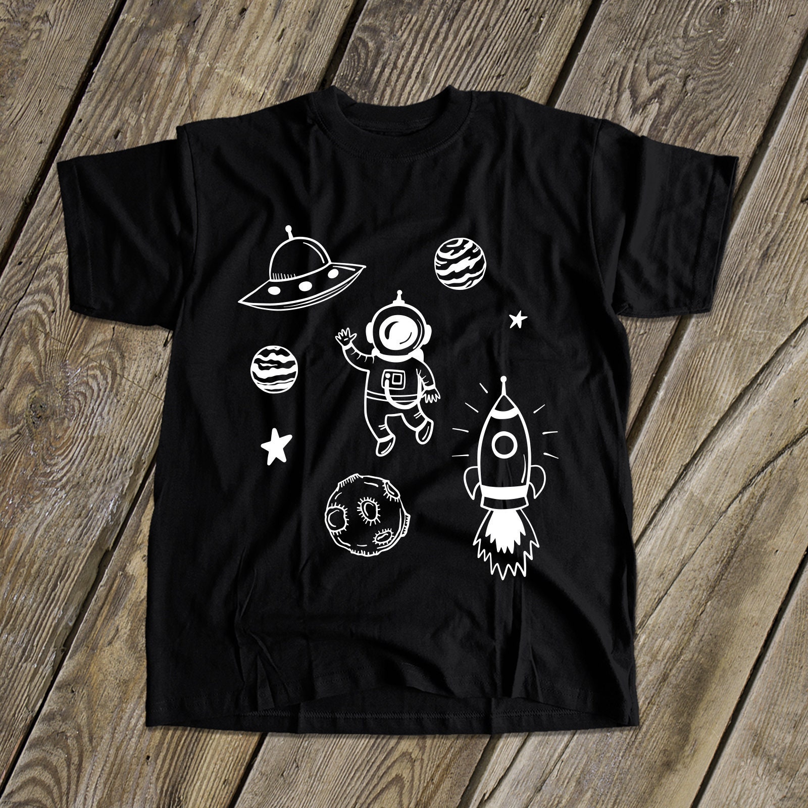 Astronaut kids shirt spaceship rocket dark tshirt fun | Etsy