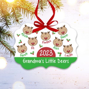 Grandma's little deers personalized metal or wood Christmas ornament - sweet keepsake ornament   MBO-007