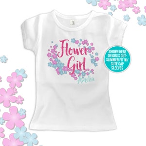Flower girl shirt - flower girl sparkly glitter personalized GIRLS CUT shirt 22BRDL-021