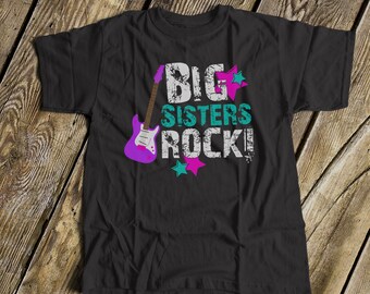 big sisters rock | big sister t-shirt | rockstar big sister shirt | big sister to be | pregnancy announcement - MROK-011G