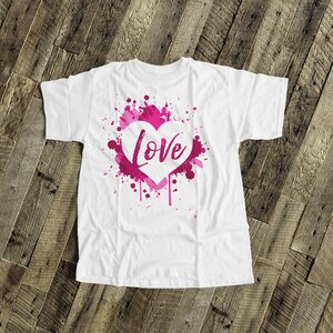 Valentine shirt | girl love pink splash heart bodysuit | valentine love infant bodysuit shirt | valentines day shirt 22SNLV-088-Youth