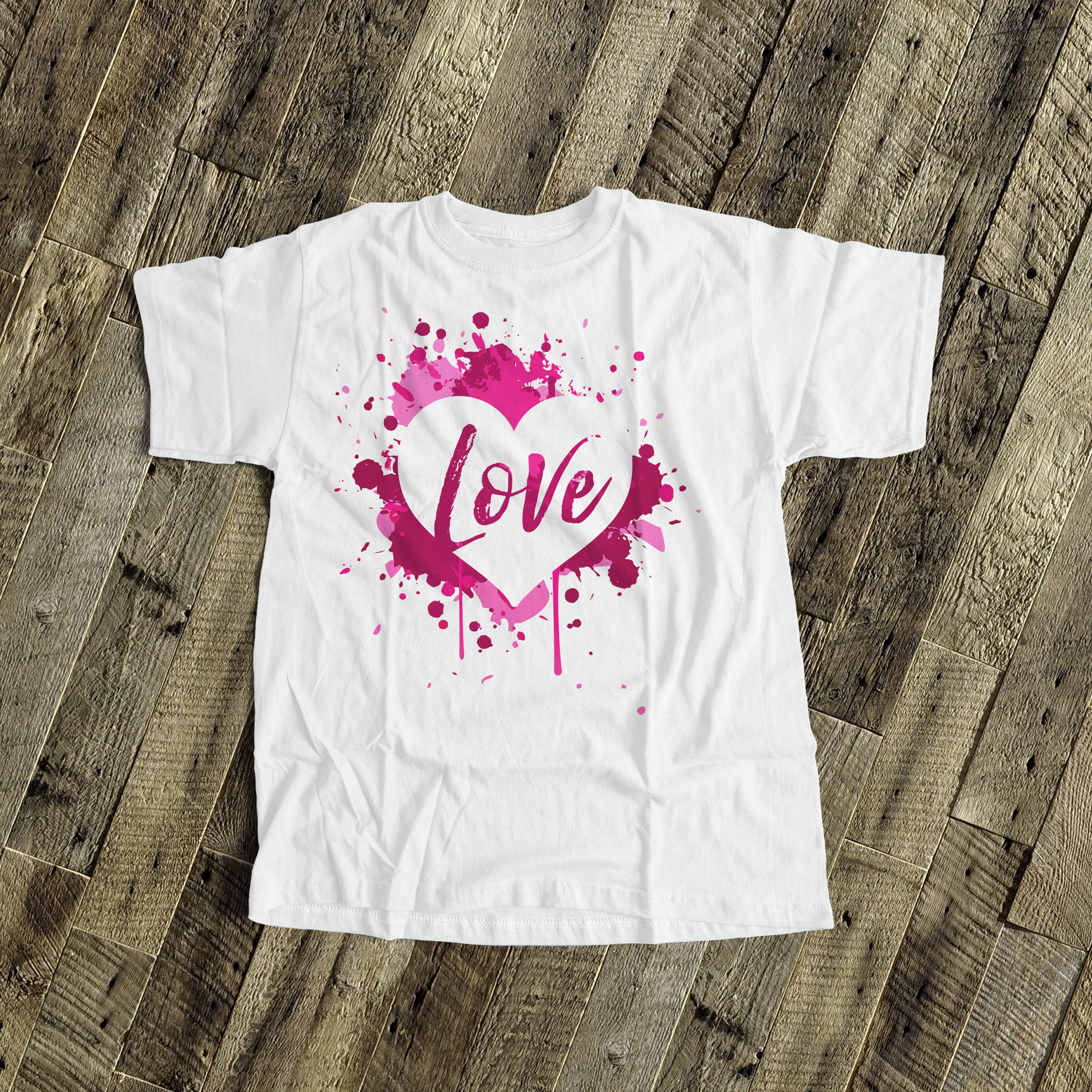 Valentine Shirt | Girl Love Pink Splash Heart Bodysuit | Valentine