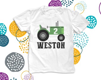 tractor birthday boy shirt  - tractor and age personalized with name for any age 22BD-009