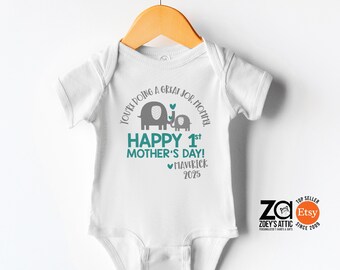 First Mother’s Day Gift from Baby | Elephant First Mother’s Day Outfit | Personalized Baby Gift for Mom | Baby Boy or Girl 1st Mother’s Day