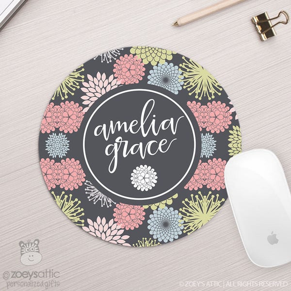 personalized circle /  round mousepad - makes a great new job / teacher gift monogram mousepad round MSP-008
