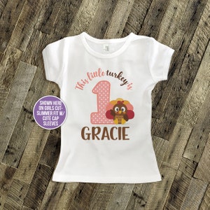 First birthday shirt - thanksgiving 1st birthday girl shirt - little turkey birthday first second thanksgiving 22SNLF-019