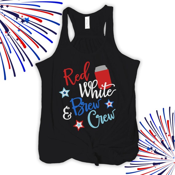 July 4th tank top | red white brew crew party womens flowy top | funny shirt for Independence Day 22SNLJ-001-F