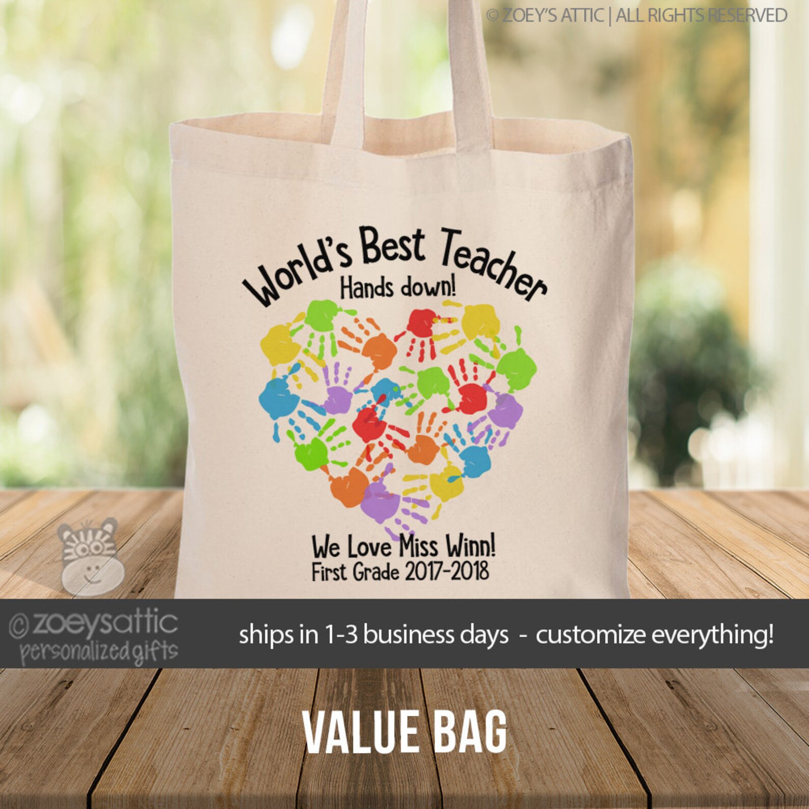 Worlds Best Teacher Tote Bag Adorable Teacher Tote Good for Etsy