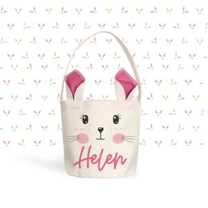 easter basket | pink bunny ears easter basket | open eyes easter bunny bag with ears personalized with name bag-cn-estr-006
