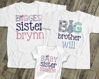 matching brother sister sibling shirts set of three matching tie design shirts for ANY combination MSMP-016N-set3