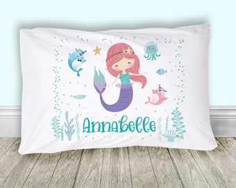 Mermaid under the sea pillowcase | sea life mermaid pillowcase | personalized mermaid girly pillowcase pillow PIL-145