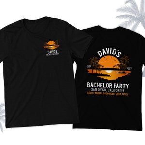 Bachelor party shirt | good friends good beer good times personalized bachelor party DARK tee | bachelor beach weekend tshirt 22BRDL-063-D