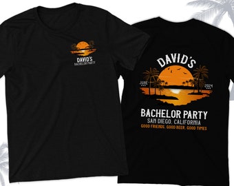 Bachelor party shirt | good friends good beer good times personalized bachelor party DARK tee | bachelor beach weekend tshirt 22BRDL-063-D