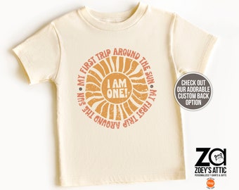 T-shirt personnalisé premier anniversaire mon premier voyage autour du soleil ou grenouillère® au dos personnalisé en option