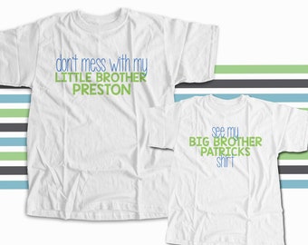 big brother shirt, little brother shirt-SET Don't Mess with My Little Brother Plain T-shirt-super cute MSMP-030-Set