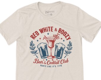 fourth of july cocktail club red white and boozy trendy fourth of july shirts funny drinking 4th of July t-shirts for groups