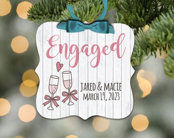 Engagement Christmas ornament - great gift for newly engaged couple FCECG1