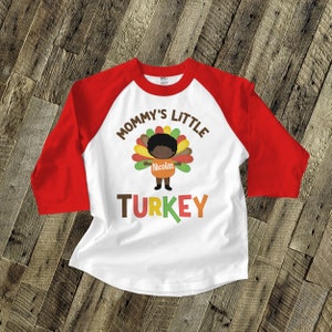 boys thanksgiving shirt mommy&#39;s little turkey  funny thanksgiving shirt for toddlers thanksgiving shirt - adorable and funny 22SNLF-023-BR