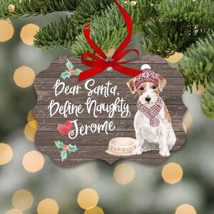 Funny Jack Russell terrier ornament | personalized jack russell ornament | define naughty dog ornament | terrier Christmas ornament MBO-045