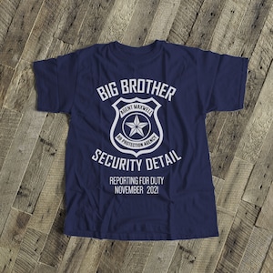 Big brother security detail shirt or big brother to be pregnancy announcement Tshirt DARK MSMP-027d Navy