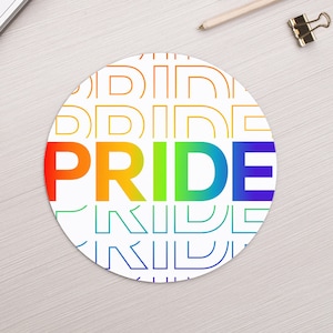 mousepad round  / circular | rainbow pride repeating word mousepad | gay bi trans pride gift mouse pad | mousepad round  MSP-014