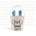 Boy easter basket | blue bunny ears easter bag | boy bunny eye glasses and bow tie personalized easter bunny basket bag-cn-estr-007 