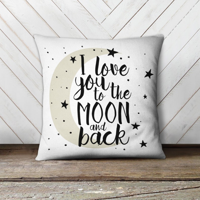 i love you to the moon and back throw pillowcase and optional back printing/pillow insert personalized love you to the moon and back image 2