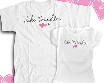 Mom and daughter shirt set - like mother like daughter hearts custom girls cut shirt set 22MD-062-Set
