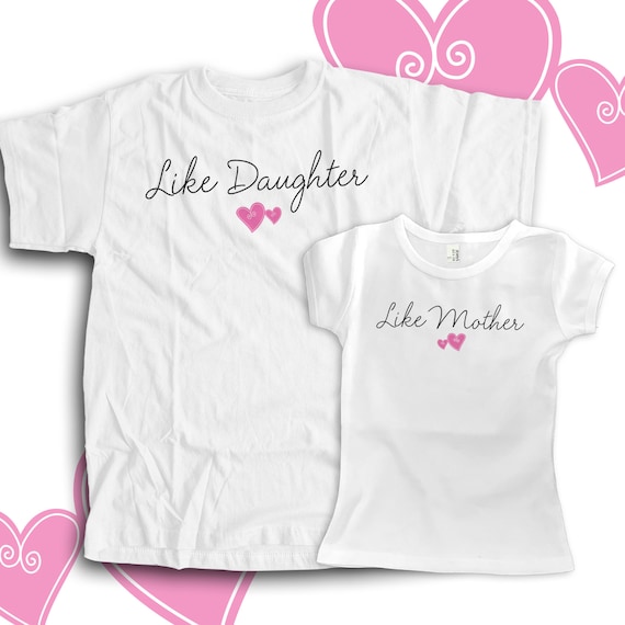Mom and daughter shirt set - like mother like daughter hearts custom girls cut shirt set 22MD-062-Set