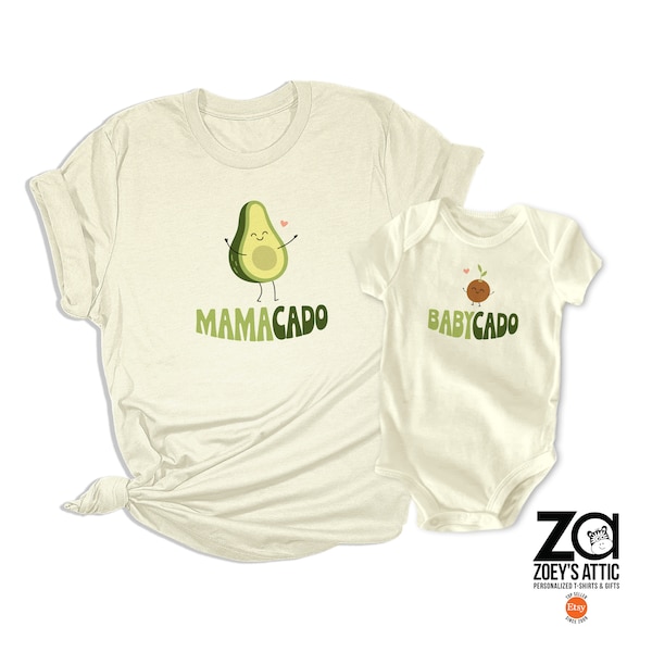 matching mom baby shirts mother's day avocado cute shirts mamacado babycado natural color matching shirts for mama and baby t-shirts