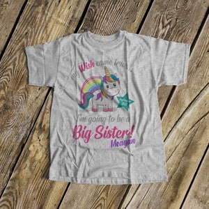 Big sister to be unicorn whimsical i'm going to be a big sister pregnancy announcement Tshirt MGRL-017N image 2
